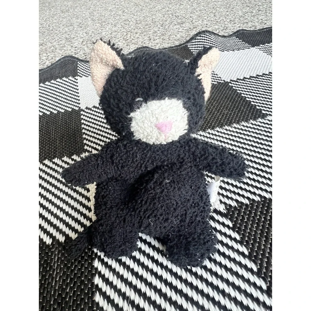 Vintage Russ Berrie Home Buddies PURRY Black Cat Plush Terrycloth Towel Texture
